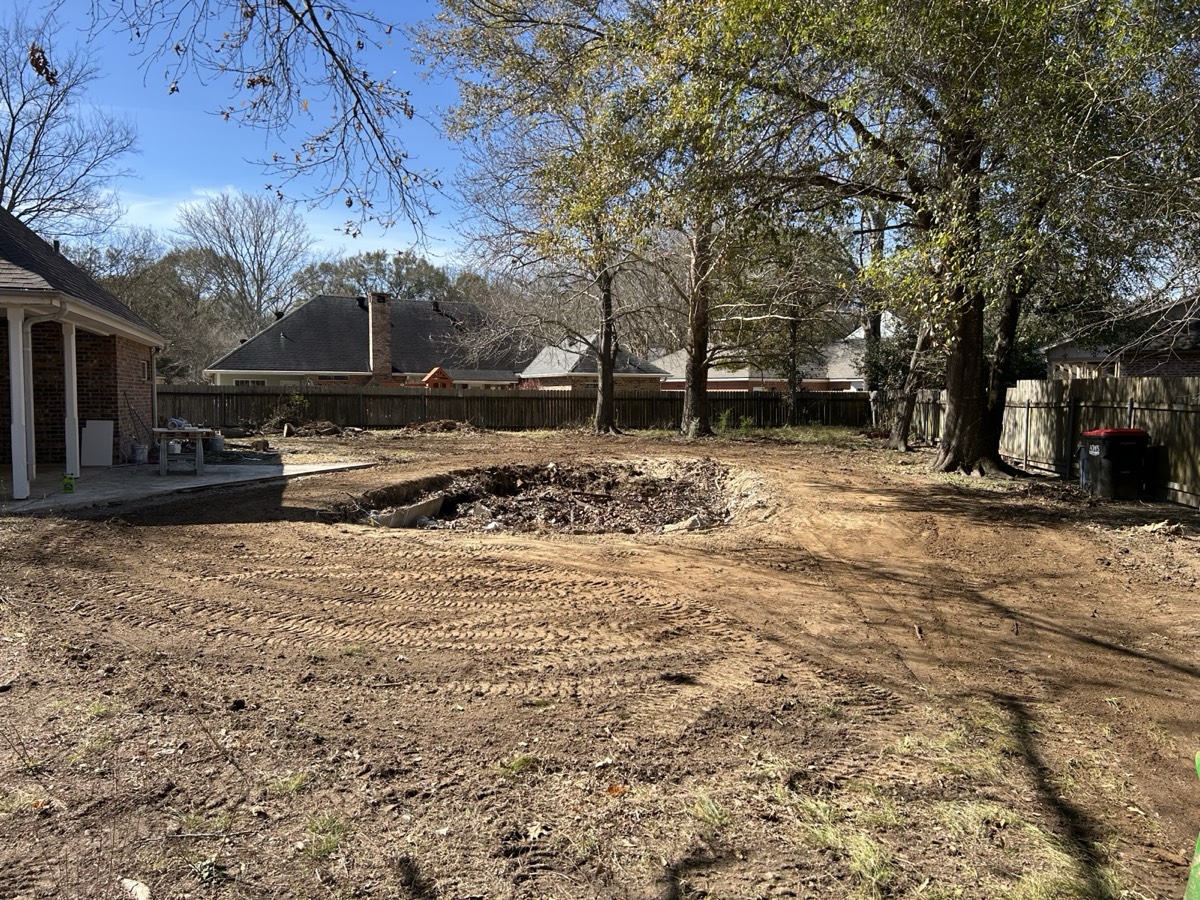 Pool removal complete — backyard cleared and graded in Lafayette, Louisiana