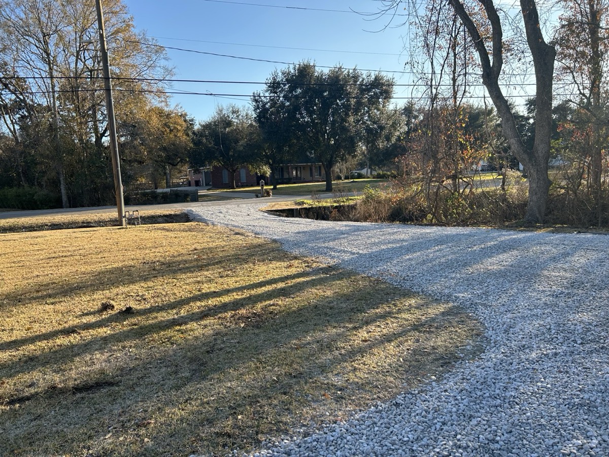 Gravel driveway installation by Line & Grade Land Services in Lafayette, Louisiana