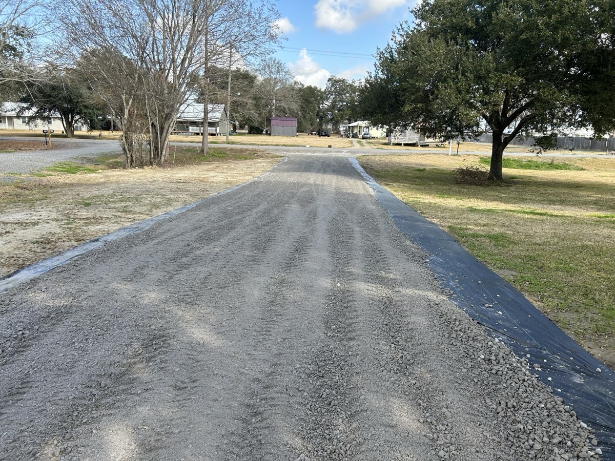Shell driveway installation — Line & Grade Land Services, Lafayette, Louisiana